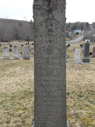 'Col' John Robertson, Kenzieville Cemetery