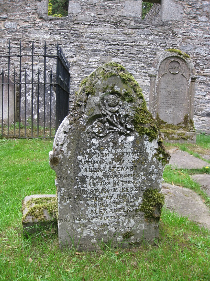 The memorial stone of Alexander Stewart in Runroy